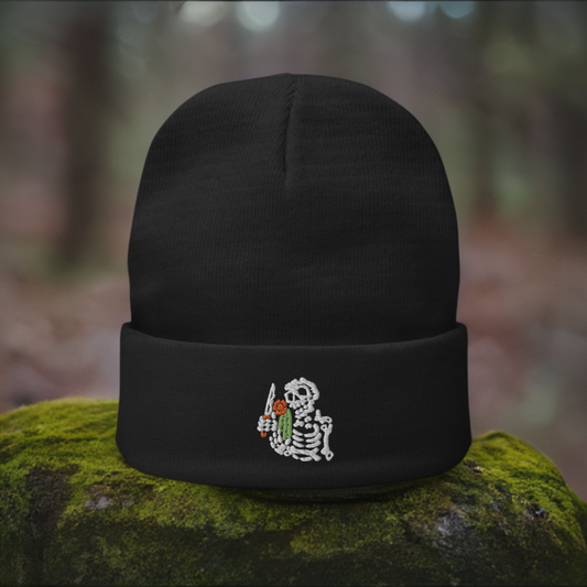 Lost Tag Skeleton Embroidered Beanie