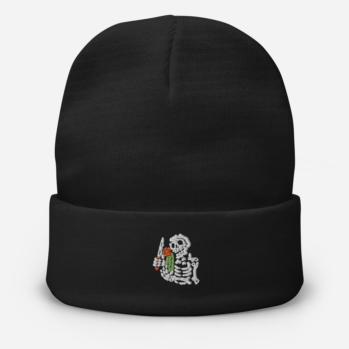 Lost Tag Beanie mit Skelett-Stickerei