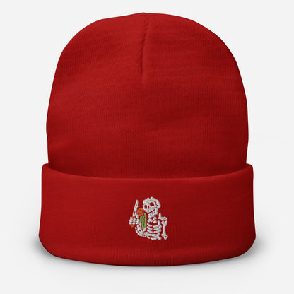 Lost Tag Beanie mit Skelett-Stickerei
