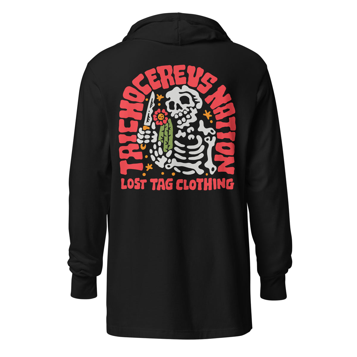 Tricho Skull Unisex-Langarm-T-Shirt mit Kapuze