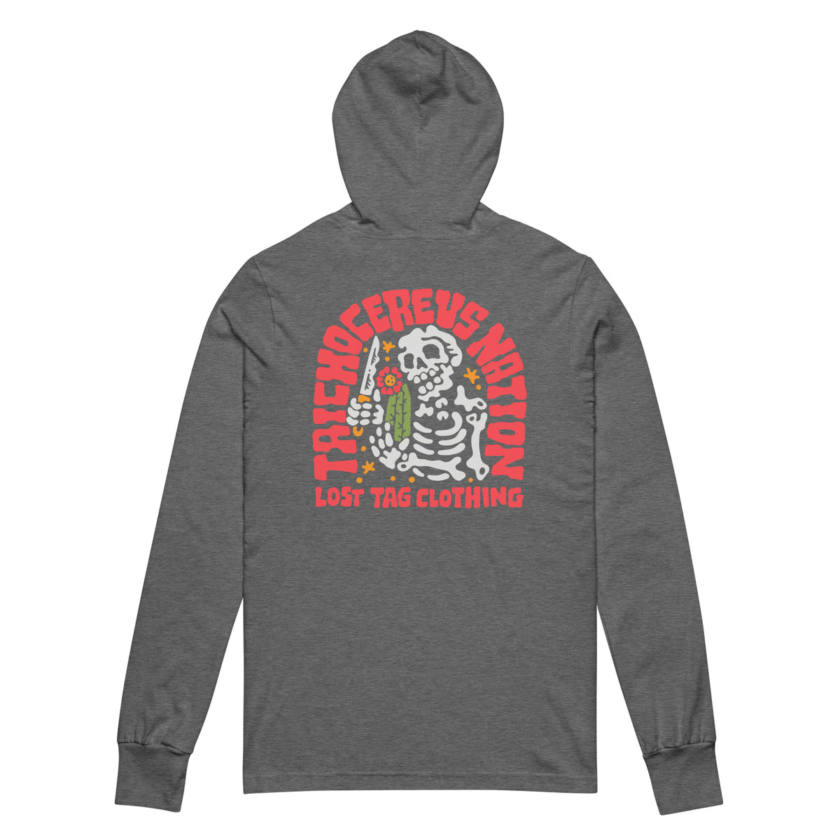 Tricho Skull Unisex-Langarm-T-Shirt mit Kapuze