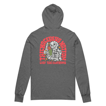 Tricho Skull Unisex-Langarm-T-Shirt mit Kapuze